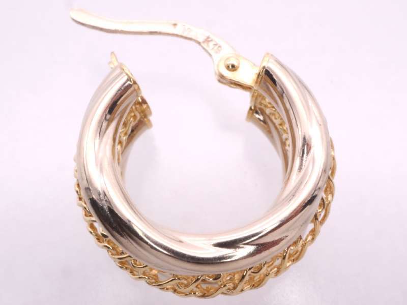  Italy mesh design earrings K18YG yellow gold 