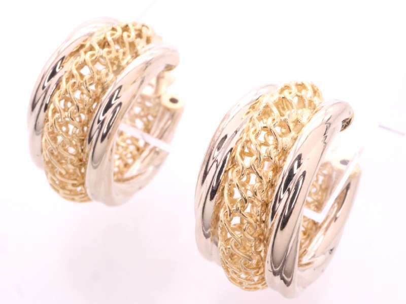  Italy mesh design earrings K18YG yellow gold 