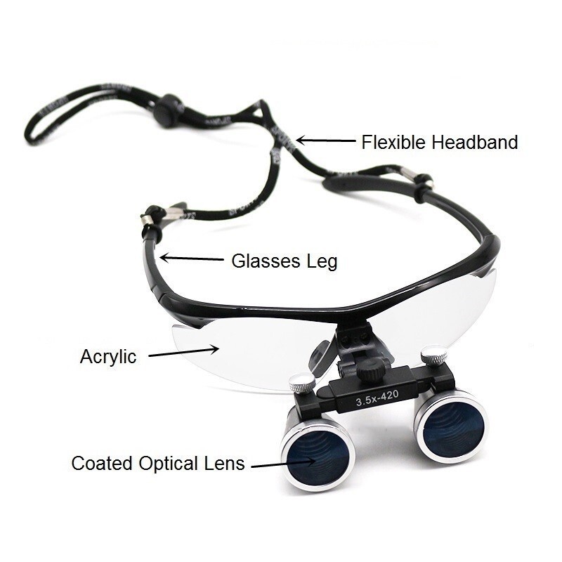  dental magnifier (4 color ... selection ) magnification 3.5 + head light set 5W tooth . magnifying glass glasses angle adjustment possibility DIY. eye magnifier 