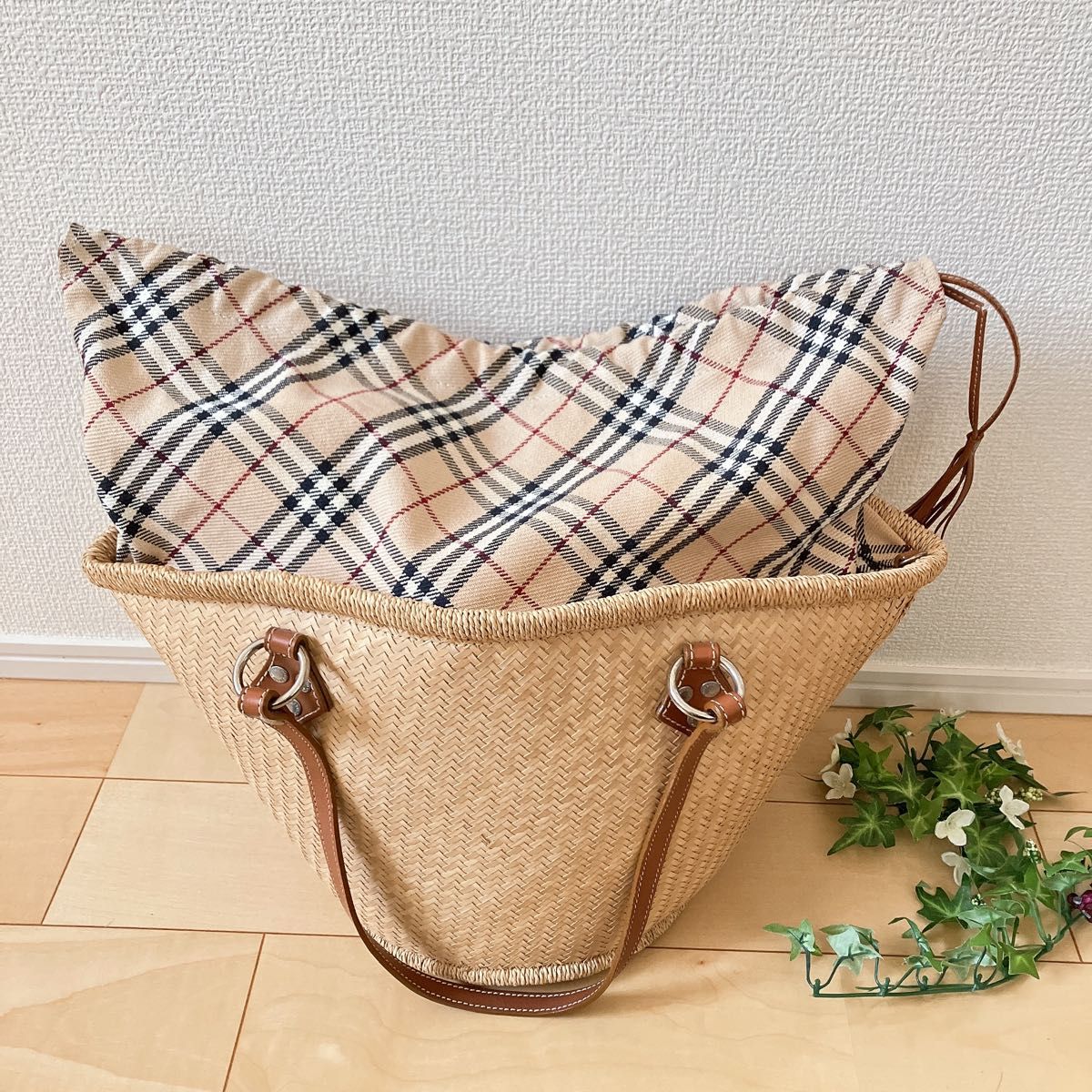 バーバリーブルーレーベルかごバッグノバチェック籠Burberry バーバリーブルーレーベルかごバッグノバチェック籠Burberry
