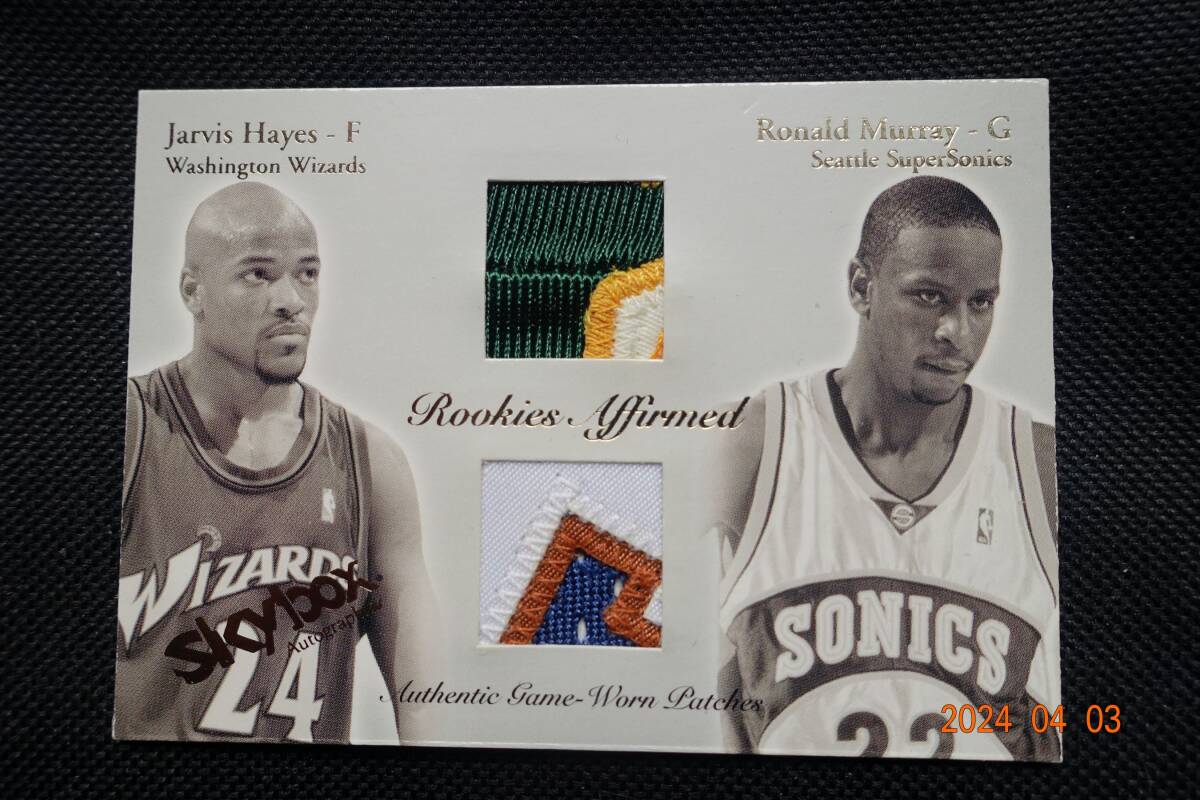 Jarvis Hayes/Ronald Murray 2003-04 Skybox Autographics Rookie Affirmed Game-Used Patch #44/50の画像1