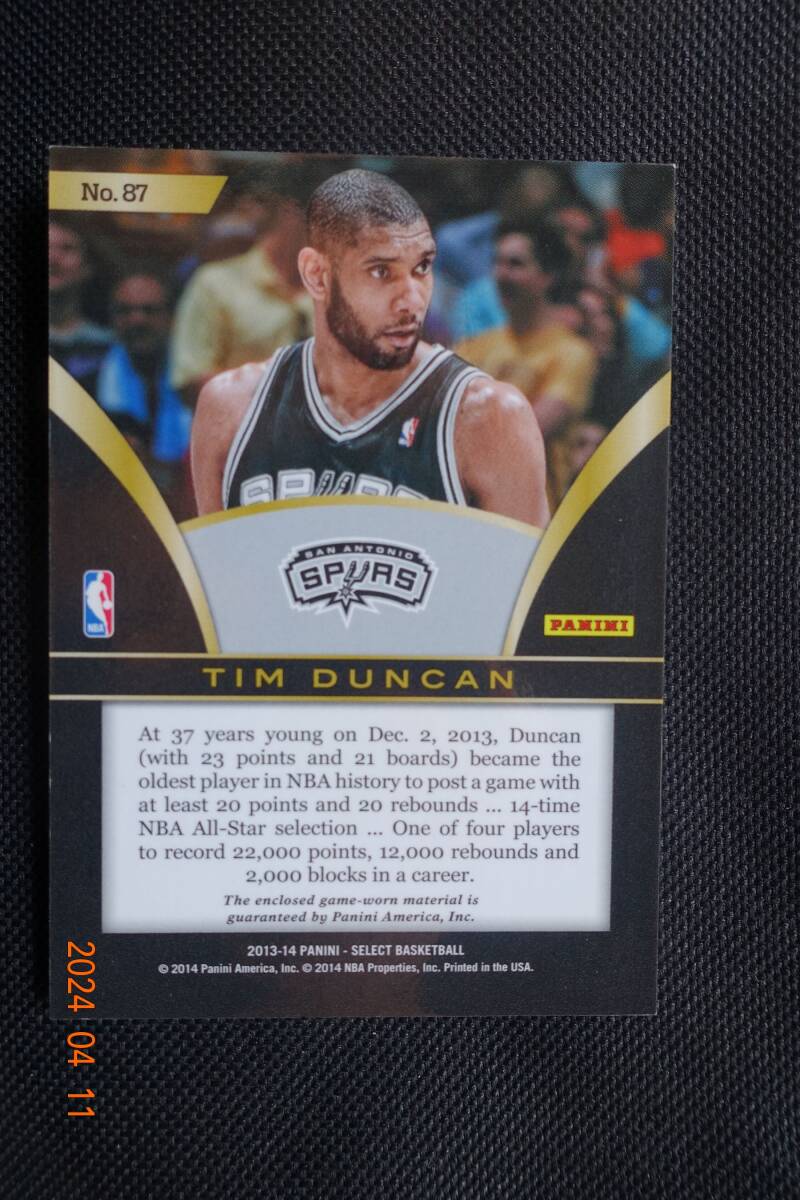 Tim Duncan 2013-14 Panini Select   Swatches の画像2