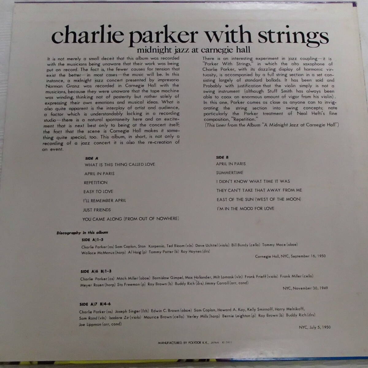 Charlie Parker　チャーリー・パーカー～ウイズ・ストリングス_画像2