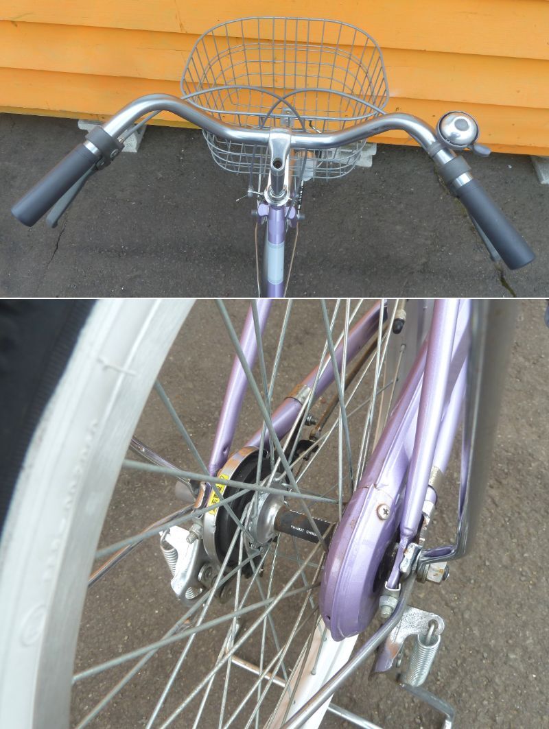 【よろづ屋】札幌ドーム周辺引取り限定：概ね美品 DCM サイモト自転車 SALUTE 20インチ 変速なし 小径車 ラベンダー パープル ママチャリの画像5
