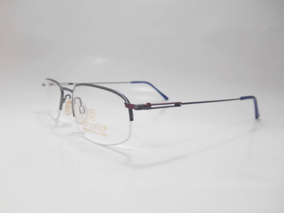  prompt decision *. ceiling price *HOYA thin type * non spherical surface lens attaching | Italy made * half rim metal frame * navy blue 