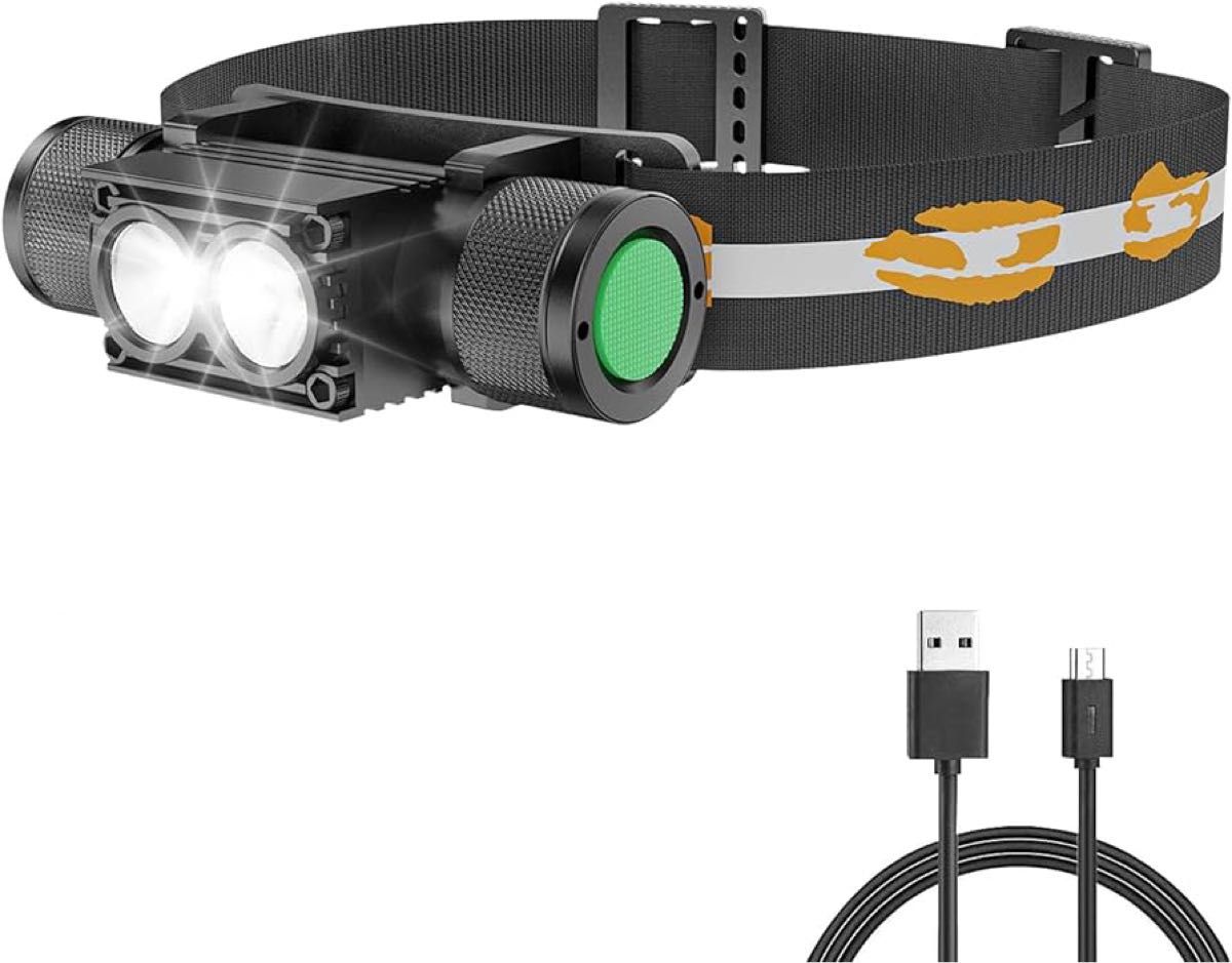 アウトドア　LED ヘッドライト USB充電式 高輝度 超軽量 強力 小型