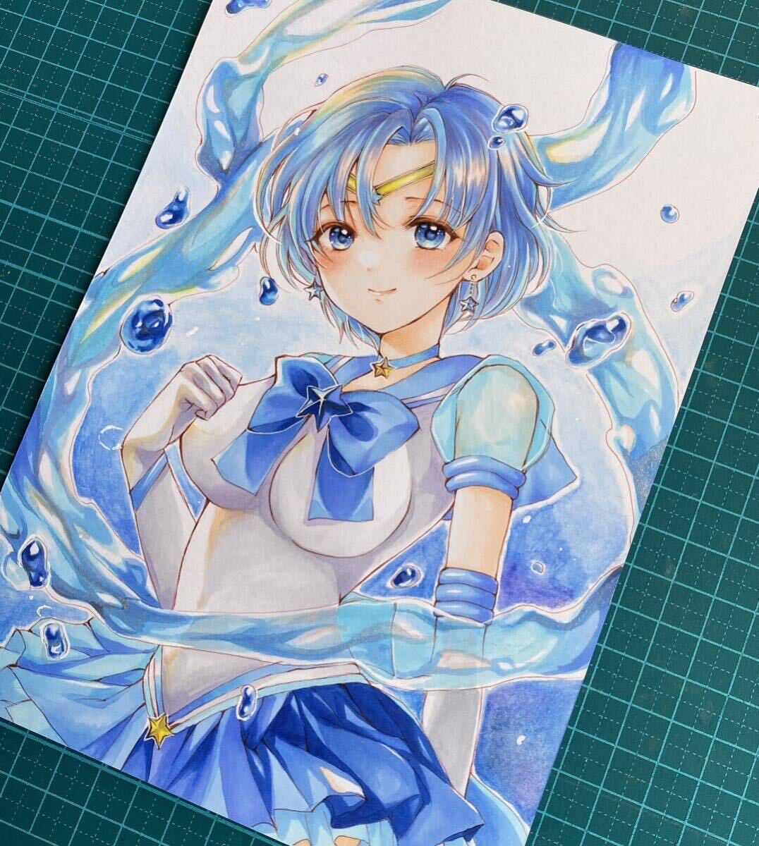  hand-drawn illustrations same person Sailor Moon Mercury fan art 