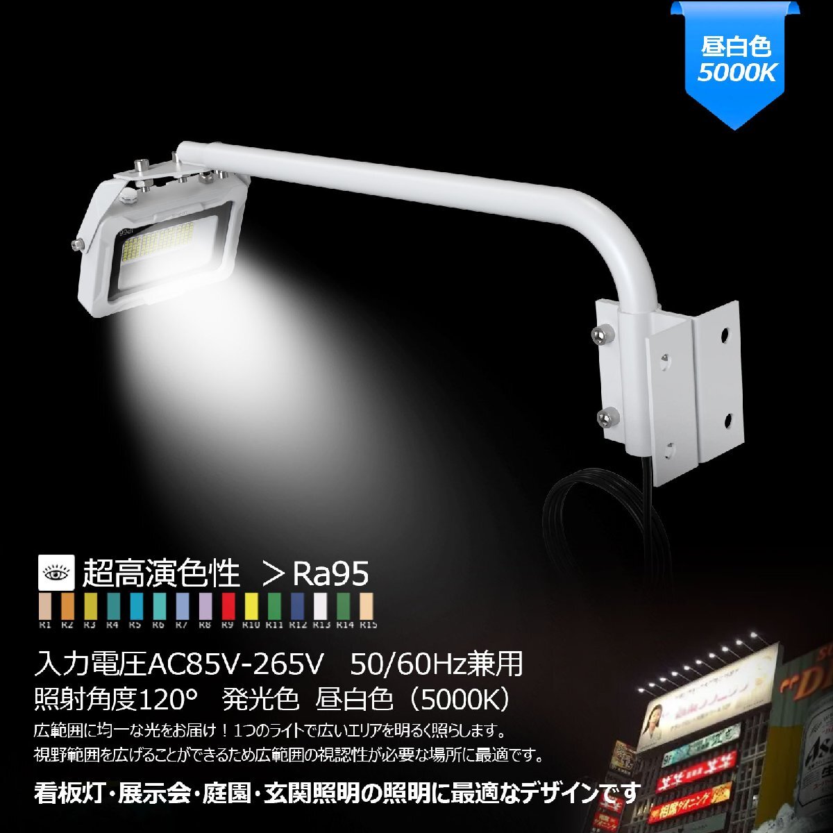 GOODGOODS LED 看板用LED照明 屋外 防水 投光器 30W 3150LM 明るい IP66 スポットライト 照明器具 サイン広告 防雨 アーム