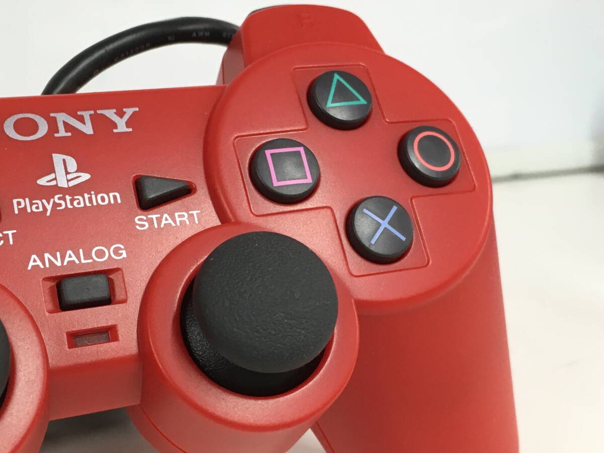 Y462-28 SONY SCPH-10010 PS2 コントローラー シナバーレッド DUALSHOCK 2の画像3