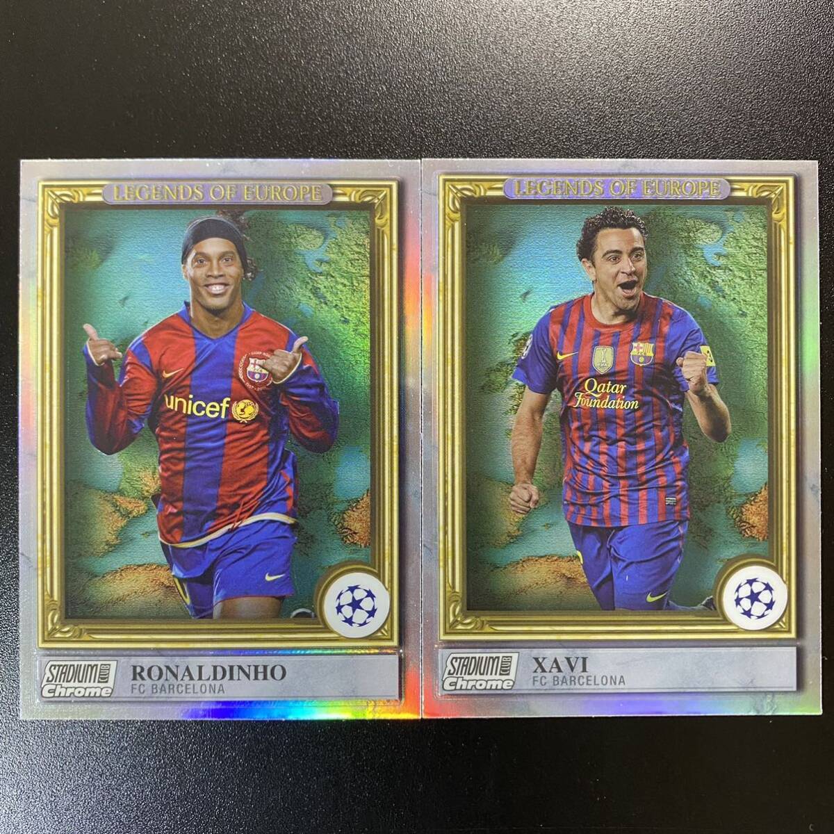 2022-23 Topps Stadium Chrome Ronaldinho Xavi Legends Of Europe Barcelona ロナウジーニョ シャビ _画像1