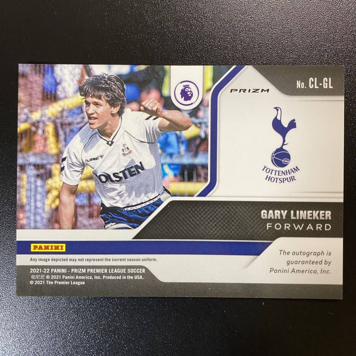 2021-22 Panini Prizm EPL Breakaway Legends Gary Lineker Auto Tottenham Hotspur 直筆サインカード ゲーリー・リネカーの画像2