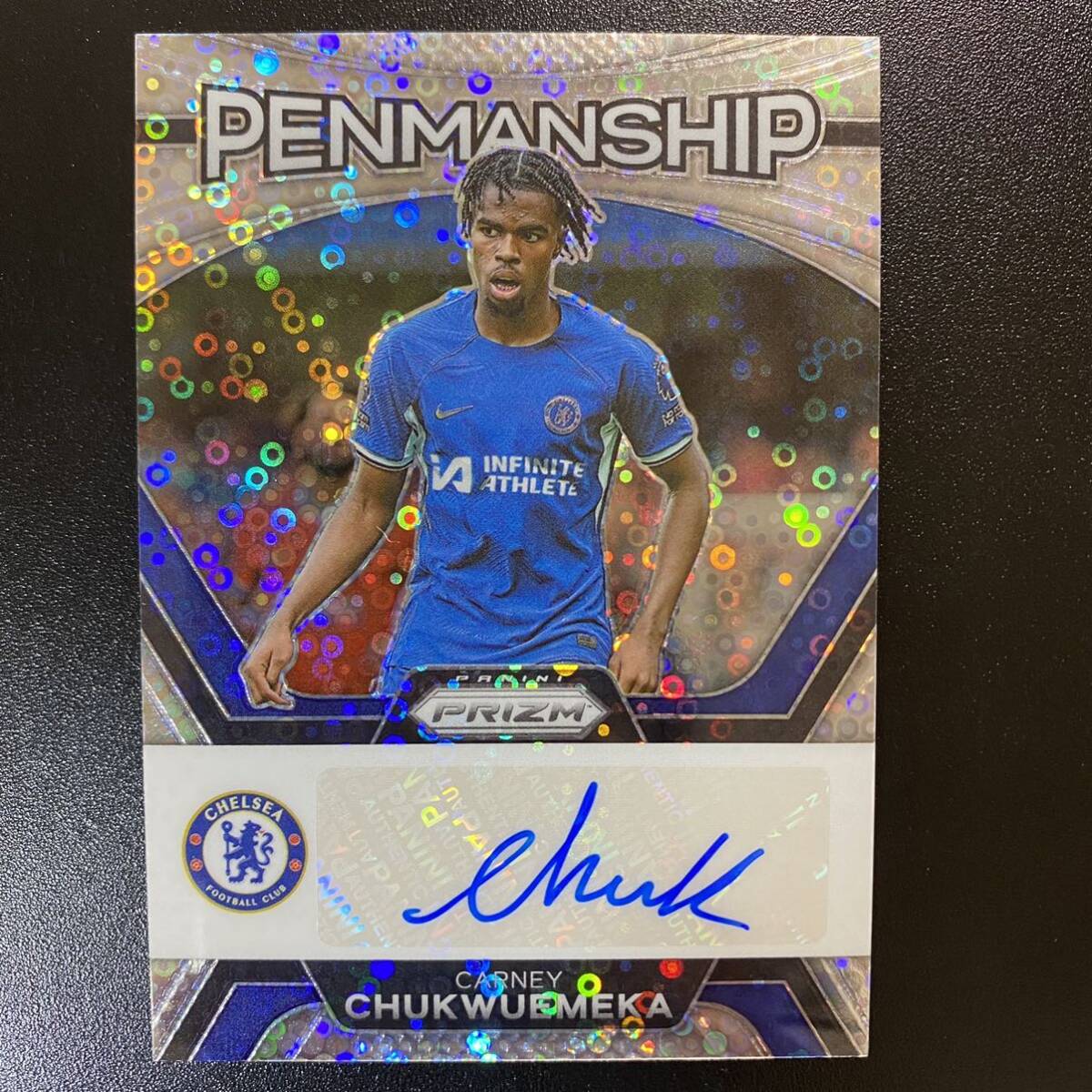 2023-24 Panini Prizm EPL Carney Chukwuemeka Penmanship Silver Breakaway Auto Chelsea 直筆サインカード カーニー・チュクエメカの画像1