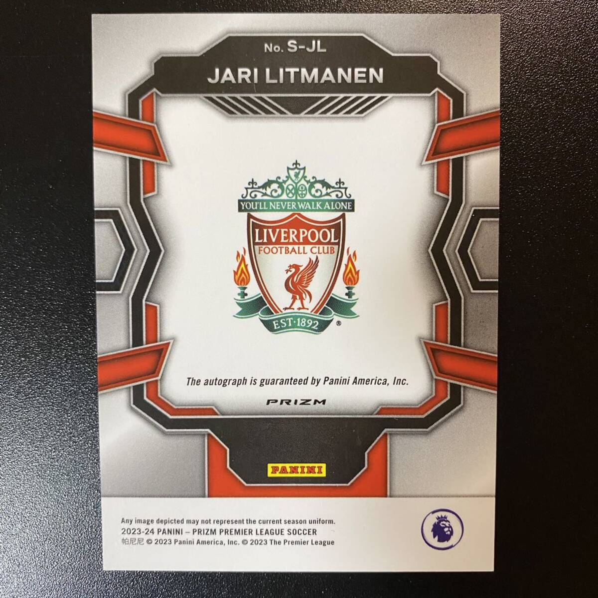 2023-24 Panini Prizm EPL Breakaway Jari Litmanen Auto Liverpool 直筆サインカード ヤリ・リトマネンの画像2