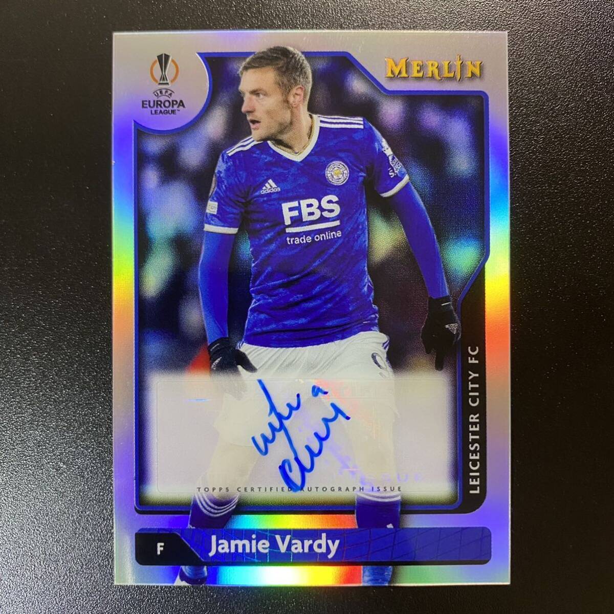 Jamie Vardy 2021-22 Topps Merlin Chrome Refractor Auto Leicester City 直筆サインカード ジェイミー・ヴァーディの画像1