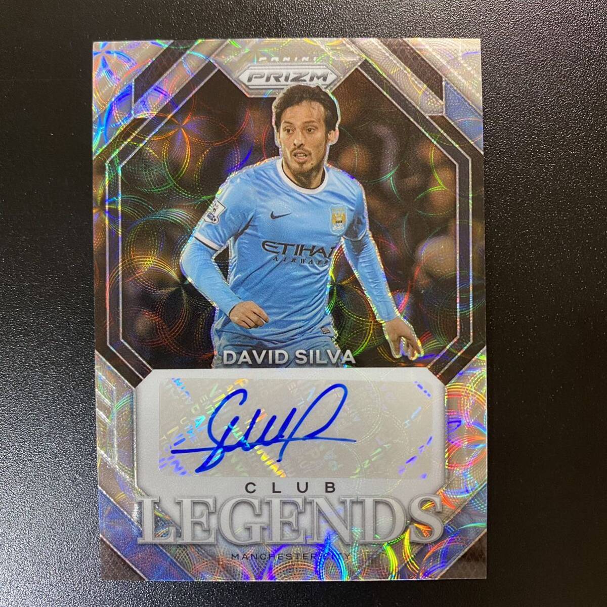 2023-24 Panini Prizm EPL Silver Choice David Silva Legends Auto Manchester City 直筆サインカード ダビド・シルバの画像1