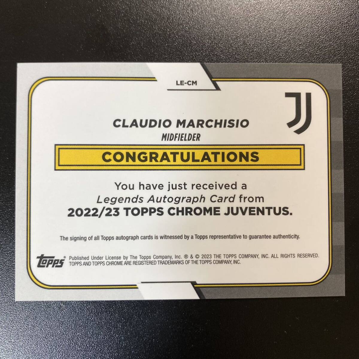 2022-23 Topps Chrome Juventus Team Set Claudio Marchisio Auto 直筆サインカード クラウディオ・マルキジオの画像2