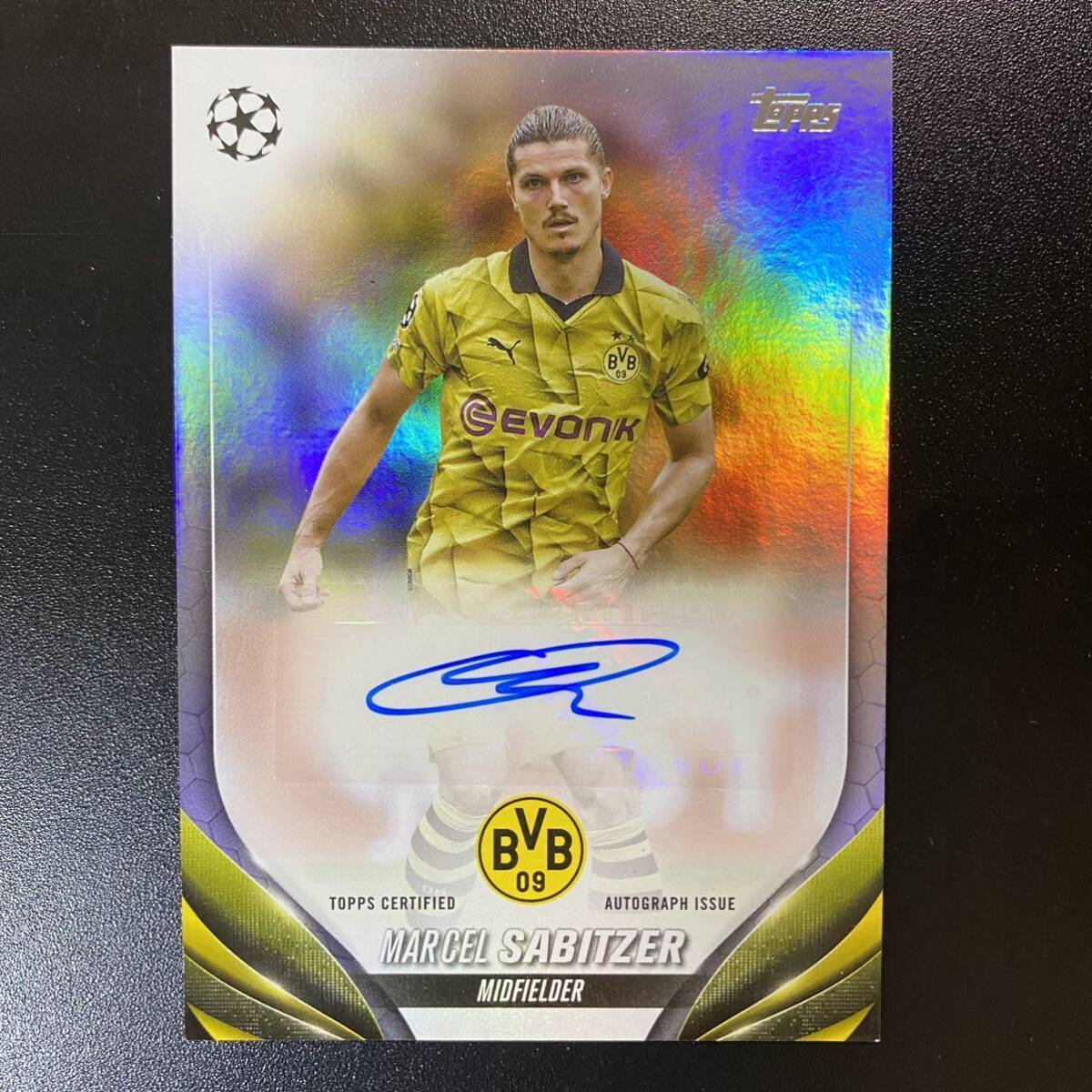 2023-24 Topps UEFA Club Competition Marcel Sabitzer Auto Dortmund 直筆サインカード マルセル・ザビッツァー_画像1