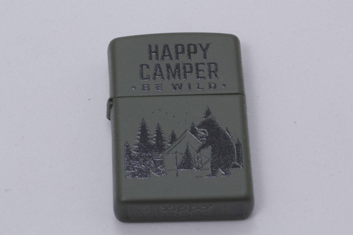 ☆新品・未使用☆　Zippo　ジッポー　HAPPY CAMPER　ハッピーキャンパー　グリーンマット　Z221-104598　ライター_画像2