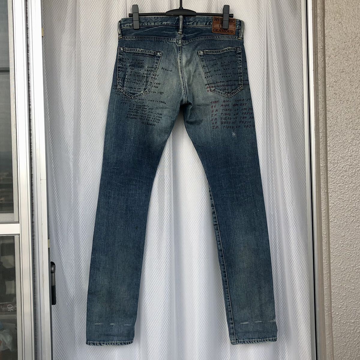 激レア RAMONESコラボ★歌詞プリント総柄 ダメージ加工ストレッチ デニム パンツ 32 HYSTERIC GLAMOUR★ラモーンズ ヒステリックグラマーの画像5