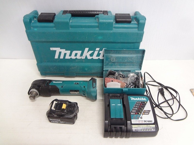 Kサや3500 マキタ/Makita 充電式マルチツール TM51D 18V バッテリー 充電器 替刃付き 切断機 剥離 切削 電動工具 動作OK 中古の画像1