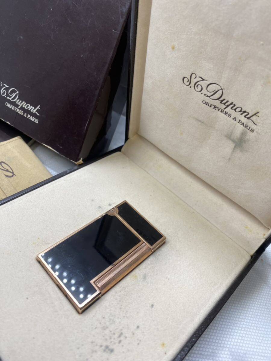 43855【自宅保管品】S.T.Dupont デュポン ラインD レディースライン ブラックラッカー×ゴールドカラー 箱・説明書・カード付 喫煙具の画像1