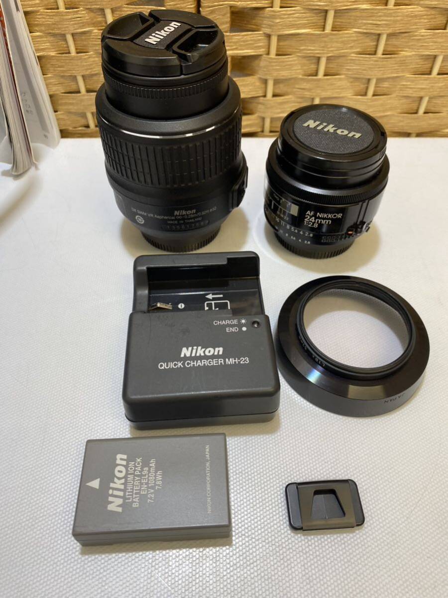 44157【自宅保管品】Nikon ニコン デジタル一眼レフカメラ D3000 レンズ付 AF NIKKOR 24mm 1:2.8/AF-S DX NIKKOR 18-55ｍｍ 1:3.5-5.6Ｇ VR_画像8