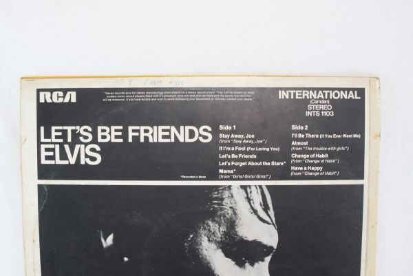 Elvis Presley Let's Be Friends UK版 INTS 1103 STEREO インナースリーブ無_画像4