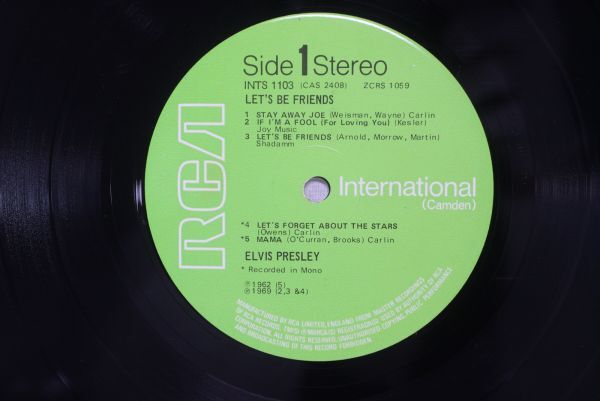 Elvis Presley Let's Be Friends UK版 INTS 1103 STEREO インナースリーブ無_画像6