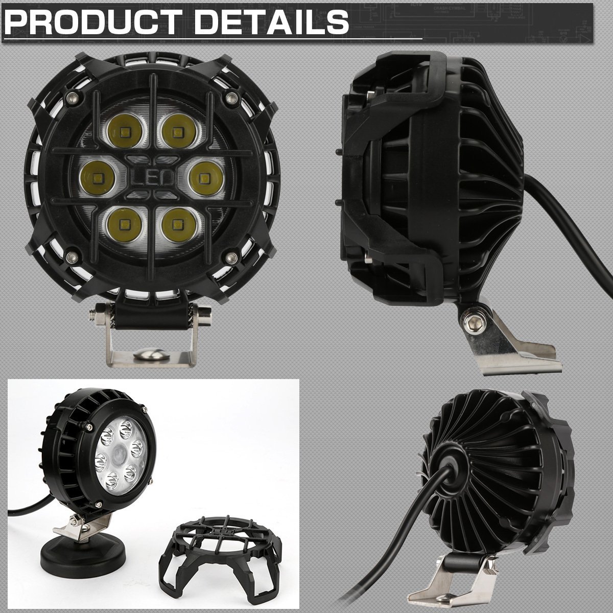 特価 30W LED 作業灯 ブルー マーカー内蔵 4WD オフロード車のフォグランプや補助等に ストーンガード付き P-539_画像2