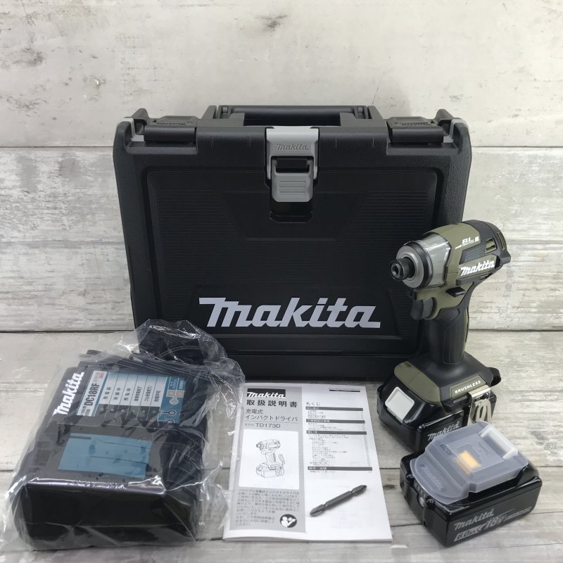 未使用に近い Makita 充電式インパクトドライバ 18V マキタ TD173DRGXO オリーブ DIY 電動工具/232