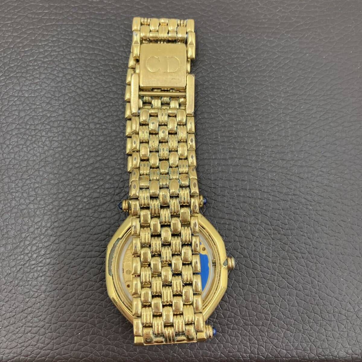 447 Christian Dior クリスチャンディオール オクタゴン レディース 腕時計 D63-151ゴールド 動作未確認の画像4