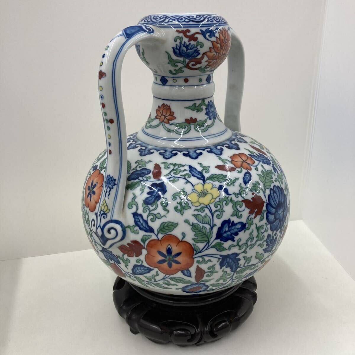 4101 模写 壺 つぼ 飾壺 花瓶 陶器 中国古玩 中国美術 大清雍正年製 大花瓶 中国の画像2
