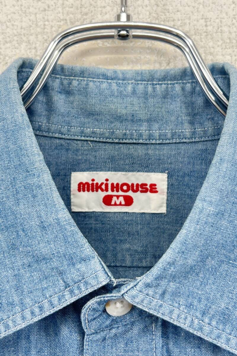 MIKI HOUSE shrit ミキハウス 半袖シャツ デニムシャツ トップス サイズM ブルー系 ヴィンテージ ネ_画像3