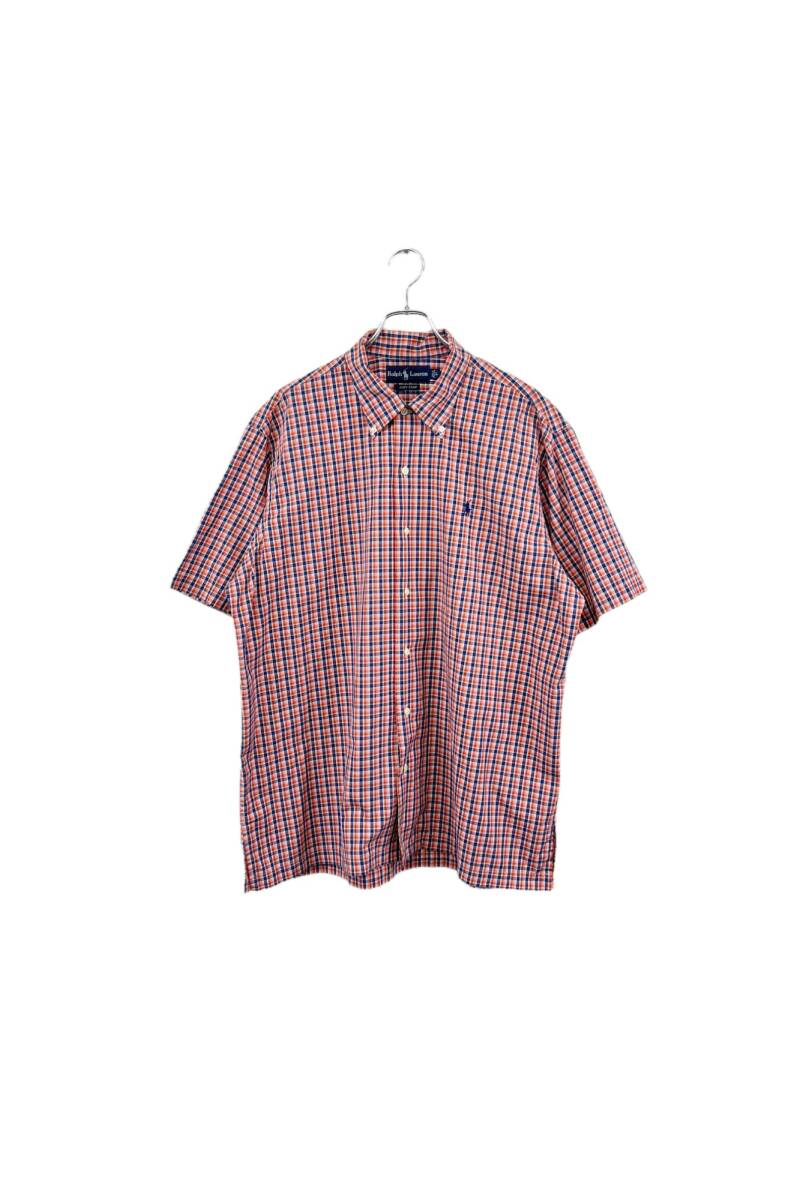 90's Ralph Lauren ANDY CAMP check shirt ラルフローレン BD半袖シャツ チェック レッド系 サイズL ヴィンテージ ネ_画像1