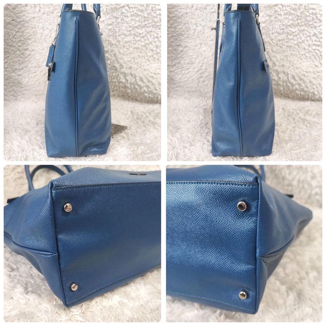 1円【未使用級】COACH コーチ ケネディ トートバッグ ビジネスバッグ レザー クロスグレインレザー SVP2U A4 PC可 大容量 メンズ 69366