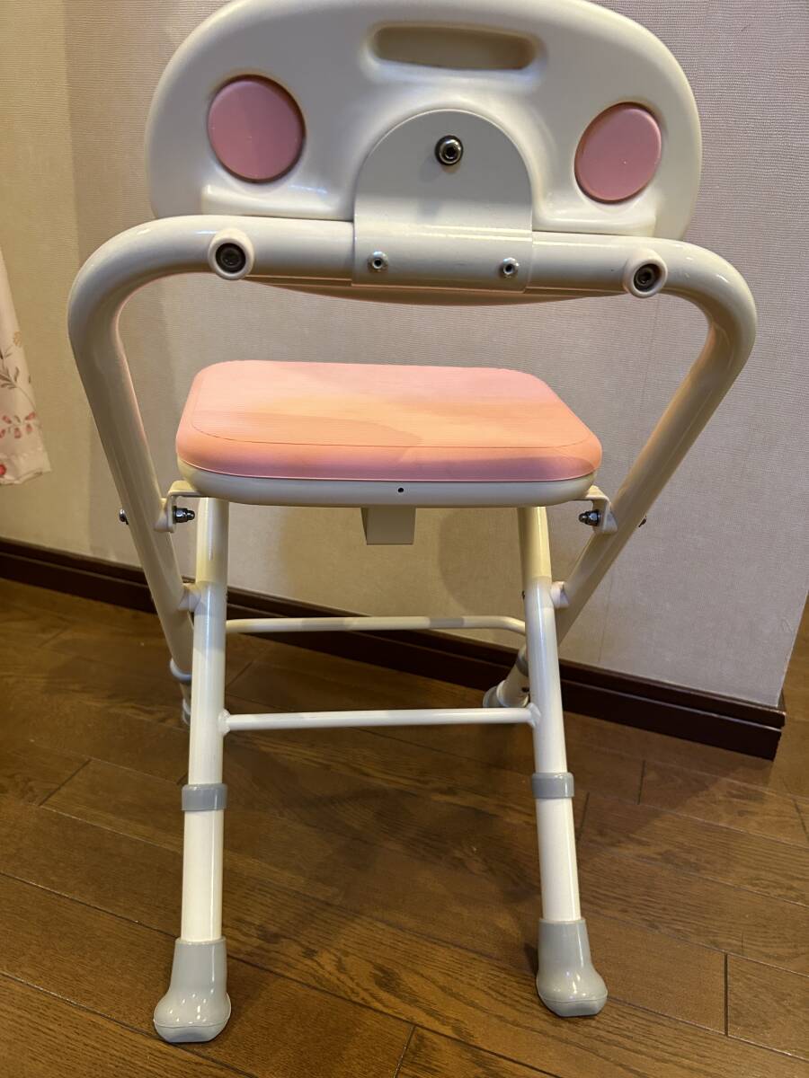 介護 入浴用 椅子 チェアー 折りたたみシャワーベンチ ピンク（中古品）_画像3