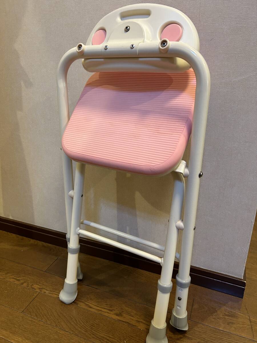 介護 入浴用 椅子 チェアー 折りたたみシャワーベンチ ピンク（中古品）_画像6
