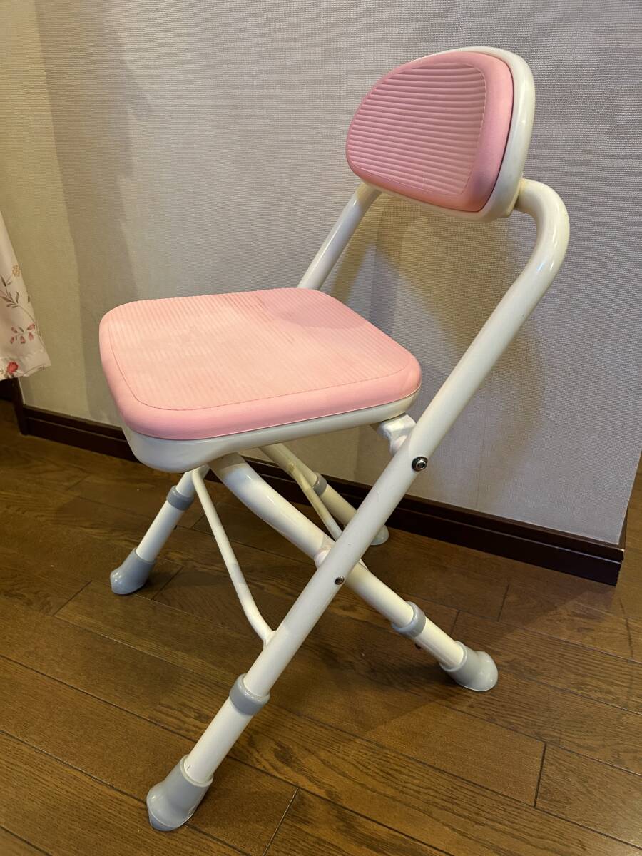 介護 入浴用 椅子 チェアー 折りたたみシャワーベンチ ピンク（中古品）_画像2