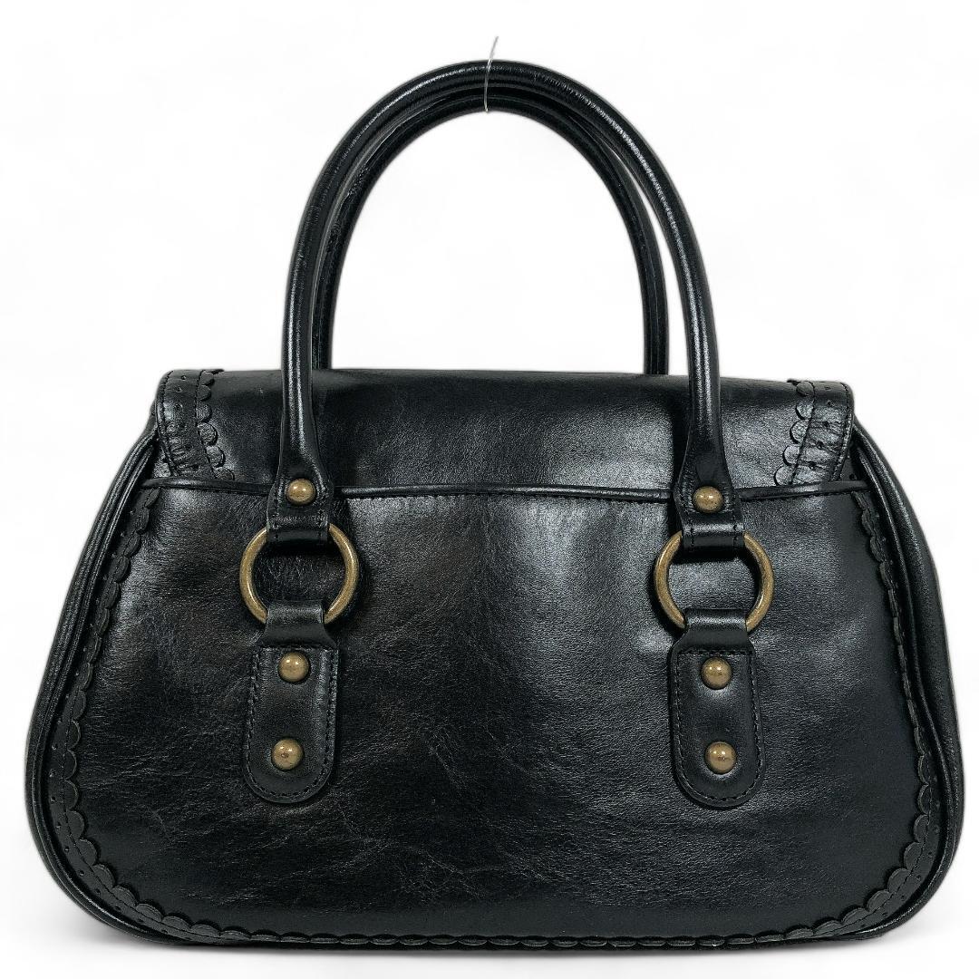 ANNA SUI Anna Sui handbag black stand-alone flap type covered bag black leather lady's ....tei Lee simple handbag 