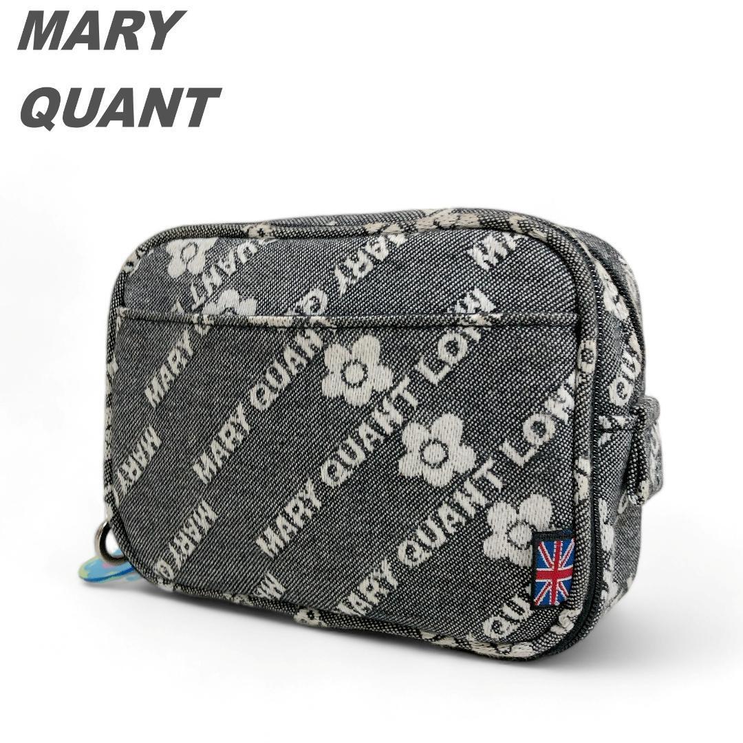 MARY QUANT Mary Quant pouch case amenity bag make-up pouch Denim style gray lady's simple canvas nylon 