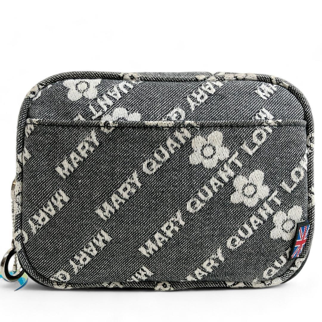 MARY QUANT Mary Quant pouch case amenity bag make-up pouch Denim style gray lady's simple canvas nylon 