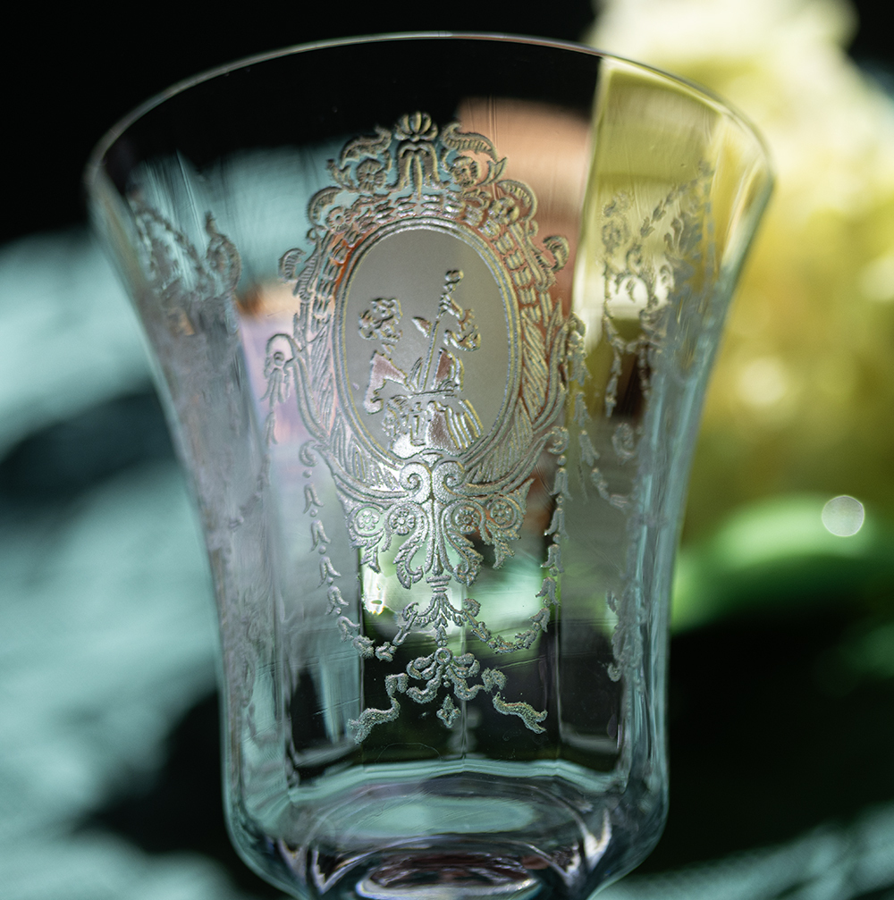 1939 год ~ разделение si- стакан crystal minuet танцы искусство гравировки бокал шампанское бокал для вина античный sake burglar s