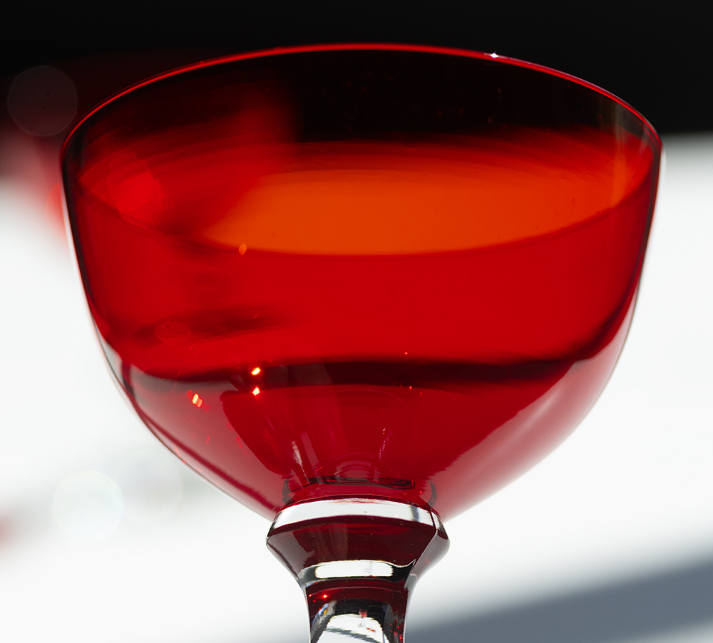 モーガンタウングラス ルビー クリスタル リキュール カクテルグラス 2個セット バーグラス 酒 ビンテージの画像2