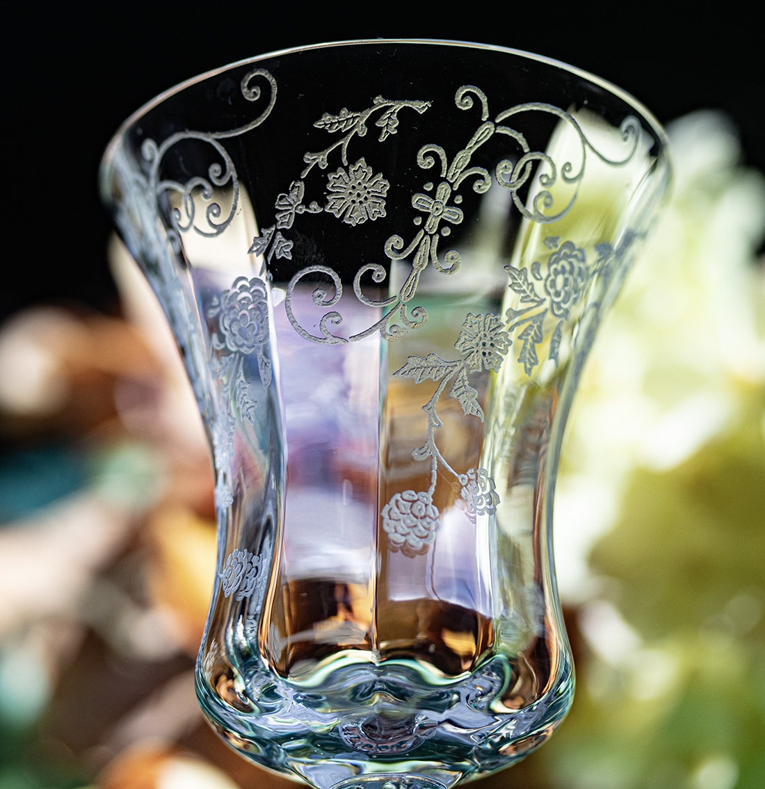 1933年～ ケンブリッジグラス イレーヌ フラワー エッチング クリスタル ゴブレット シャンパングラス 酒 バーグラス アンティークの画像2