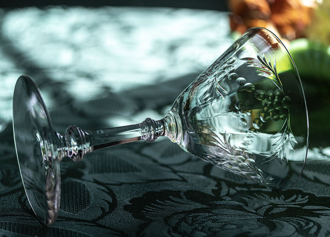 1940年代 セネカグラス クリスタル フラワー カッティング シャンパン カクテルグラス 2脚 バーグラス 酒 アンティーク シャーベットグラス_画像4