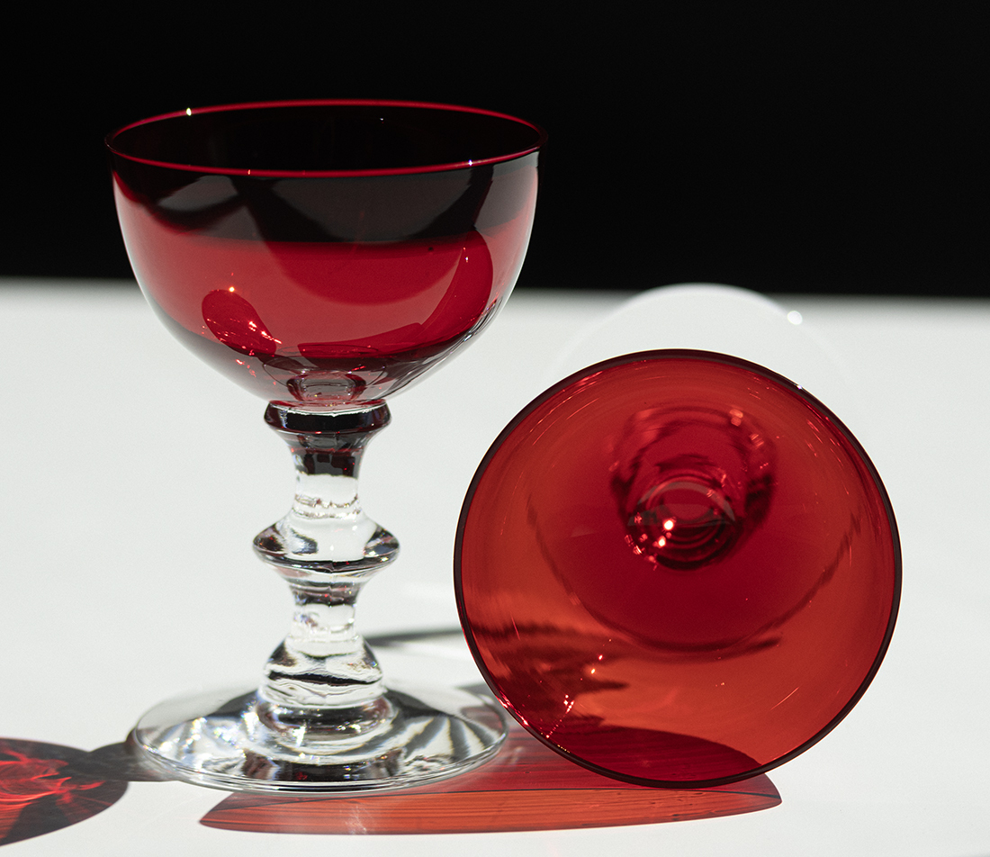 モーガンタウングラス ルビー クリスタル リキュール カクテルグラス 2個セット バーグラス 酒 ビンテージの画像4