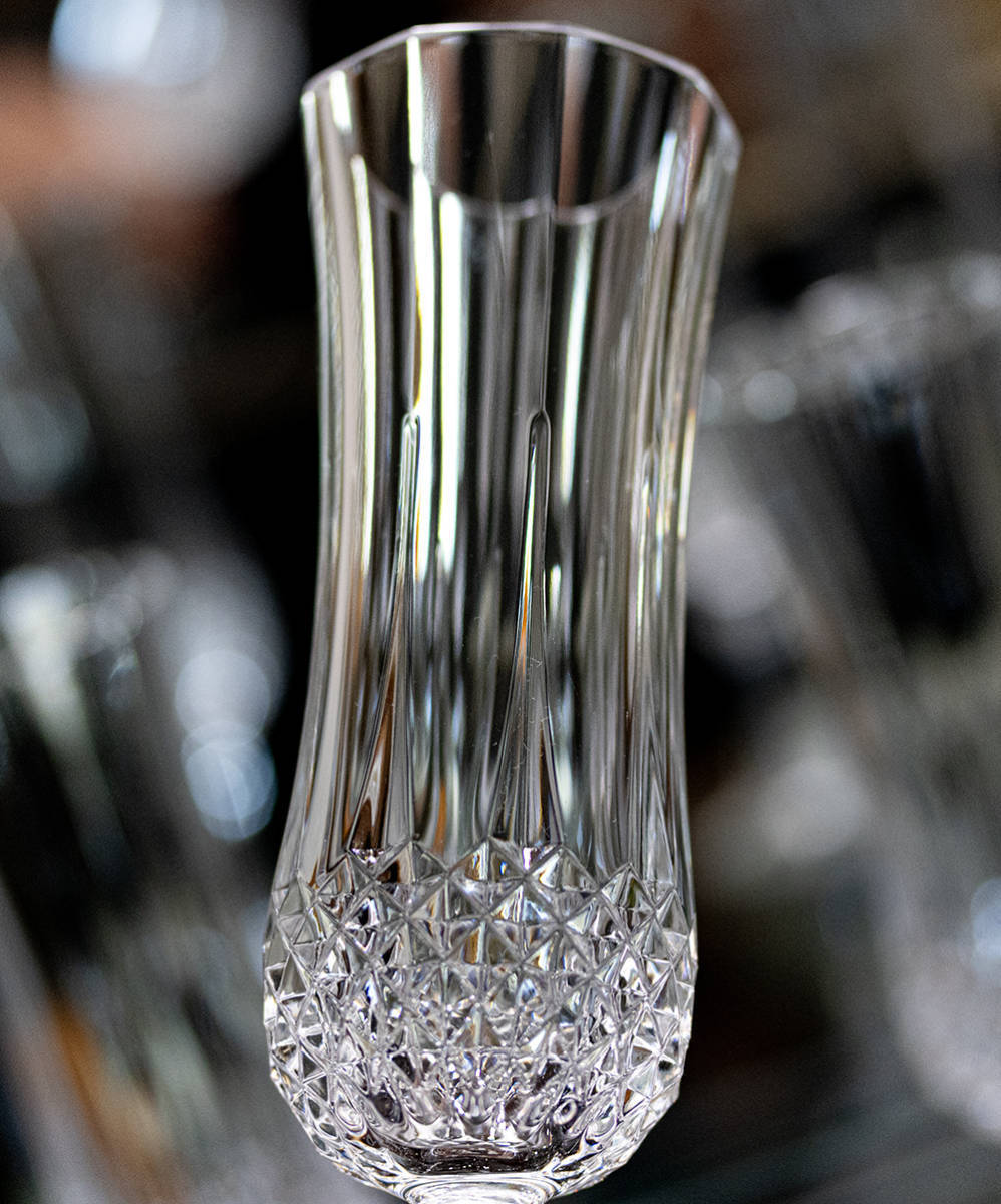 フランス クリスタル グラス ロンシャン フルート シャンパングラス 4脚セット 酒 バーグラス ビンテージ ガラス 花瓶 ベースの画像2