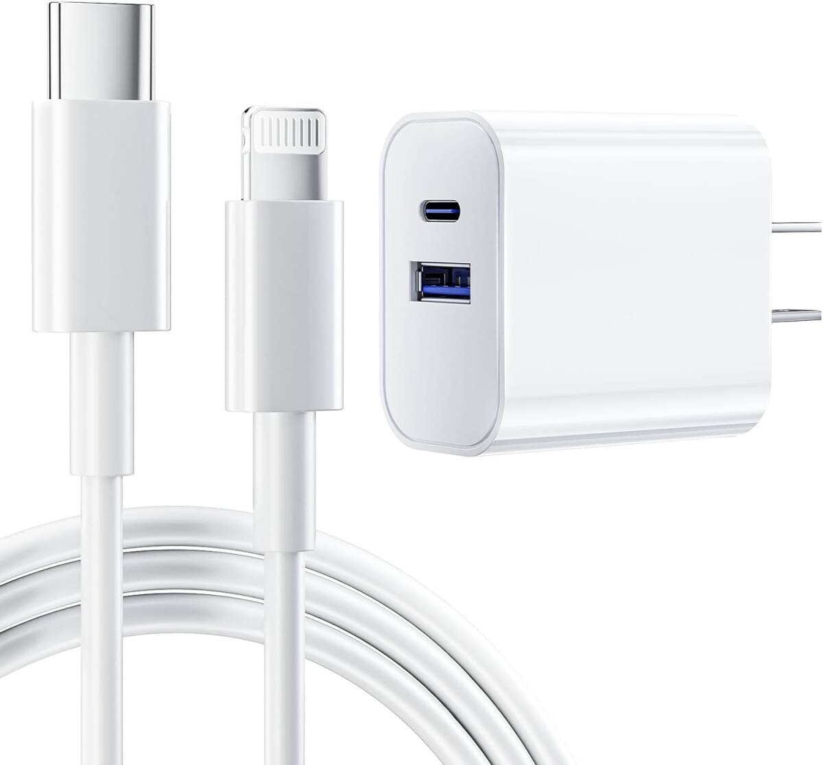 AZ112　iphone 充電器 type-c 20W【MFi認証&充電ケーブル 1m付き】usb 急速充電器 タイプc 二台同時充電_画像1