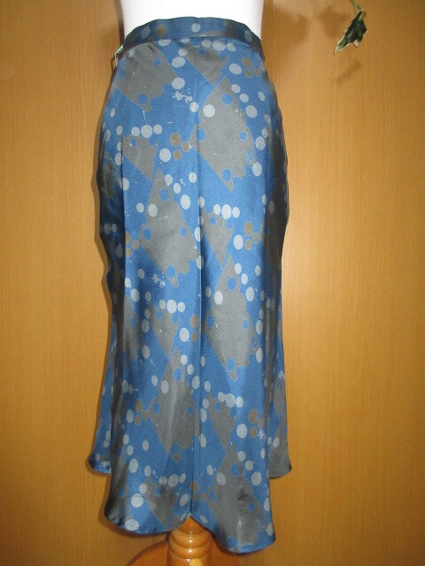 *UNDER COVER 2000 design dot pattern silk tight skirt blue group S*