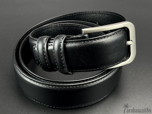 arohawaii86◆HB-711A.本革.ブラック High Grade leather*シングルステッチ 35mm レザーベルト☆1スタ☆１円スタート☆の画像2